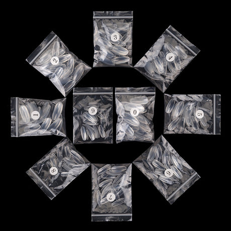 Nageltippar ballerina clear 500 st, storlek 0-9 (50 st/storlek)