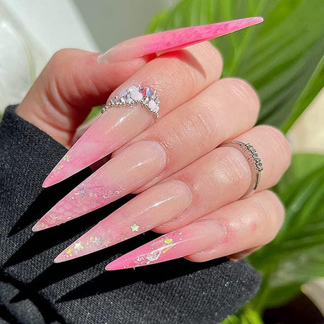 Nageltippar stiletto extra långa genomskinliga storlek 0-9 500 st
