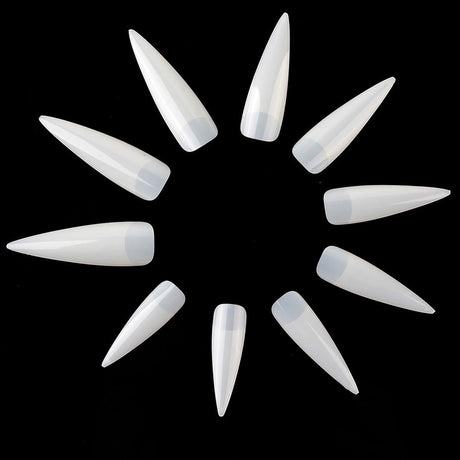 Nageltippar stiletto extra långa genomskinliga storlek 0-9 500 st