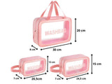 Necessärset 3 delar med transparent front rosa 30x20x8 cm