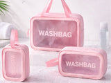 Necessärset 3 delar med transparent front rosa 30x20x8 cm