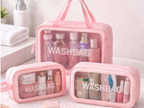 Necessärset 3 delar med transparent front rosa 30x20x8 cm