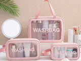 Necessärset 3 delar med transparent front rosa 30x20x8 cm