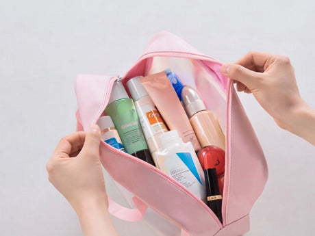 Necessärset 3 delar med transparent front rosa 30x20x8 cm