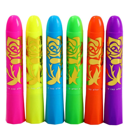Neon ansiktsfärg pennor 6-pack fluorescerande UV-smink för barn