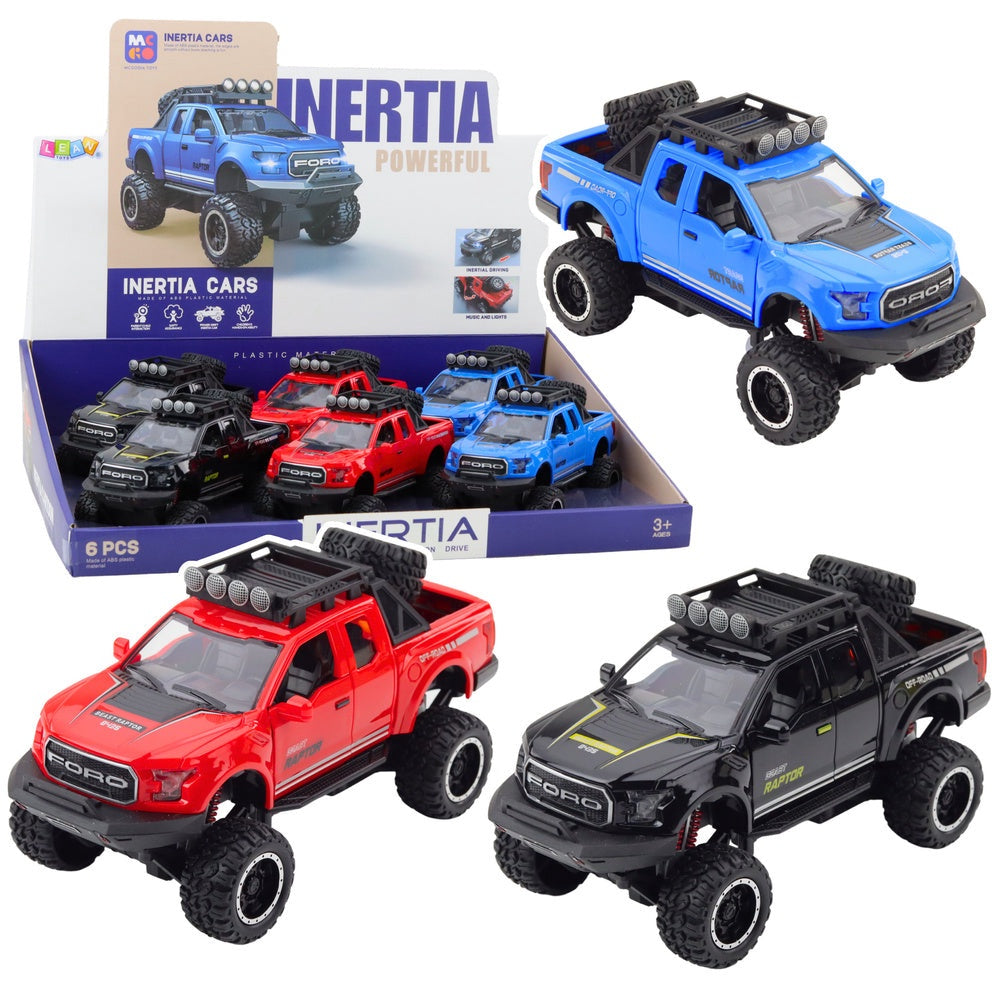 Off-road leksaksbil 19 cm med ljus/ljud, öppningsbara dörrar