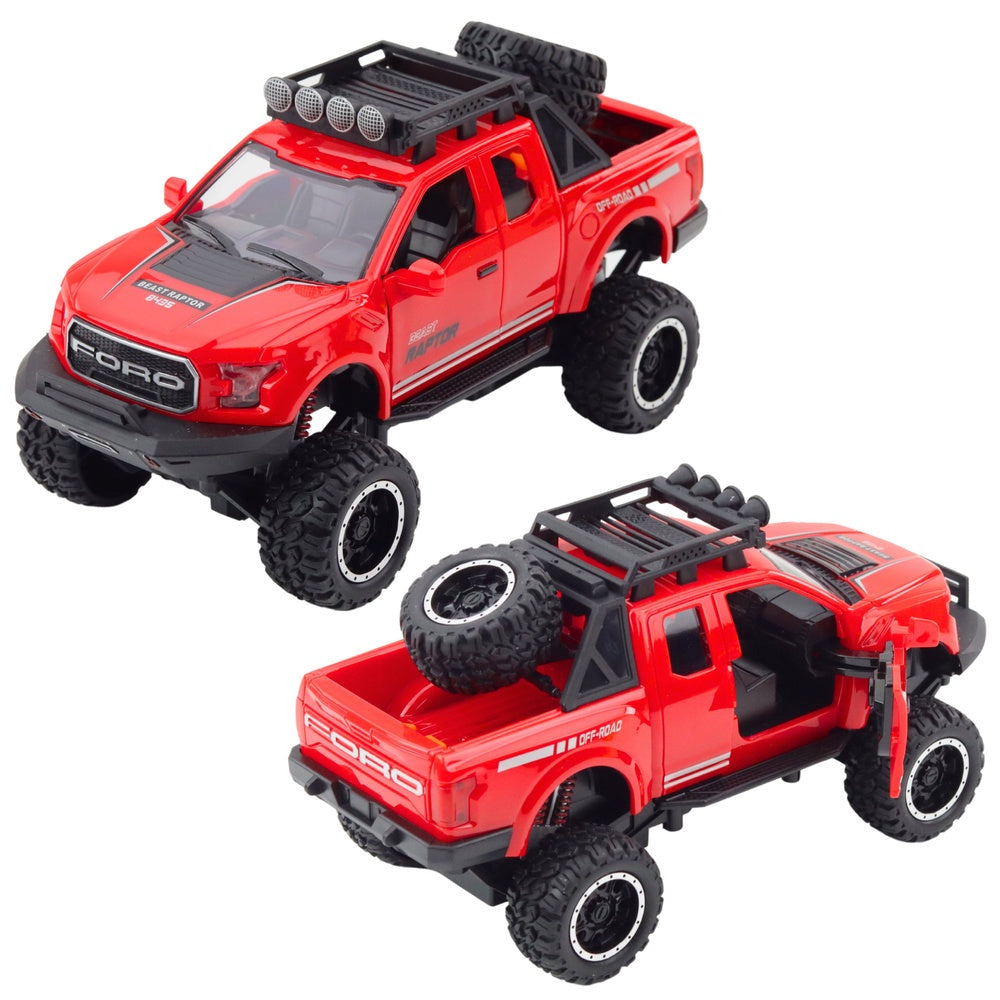 Off-road leksaksbil 19 cm med ljus/ljud, öppningsbara dörrar