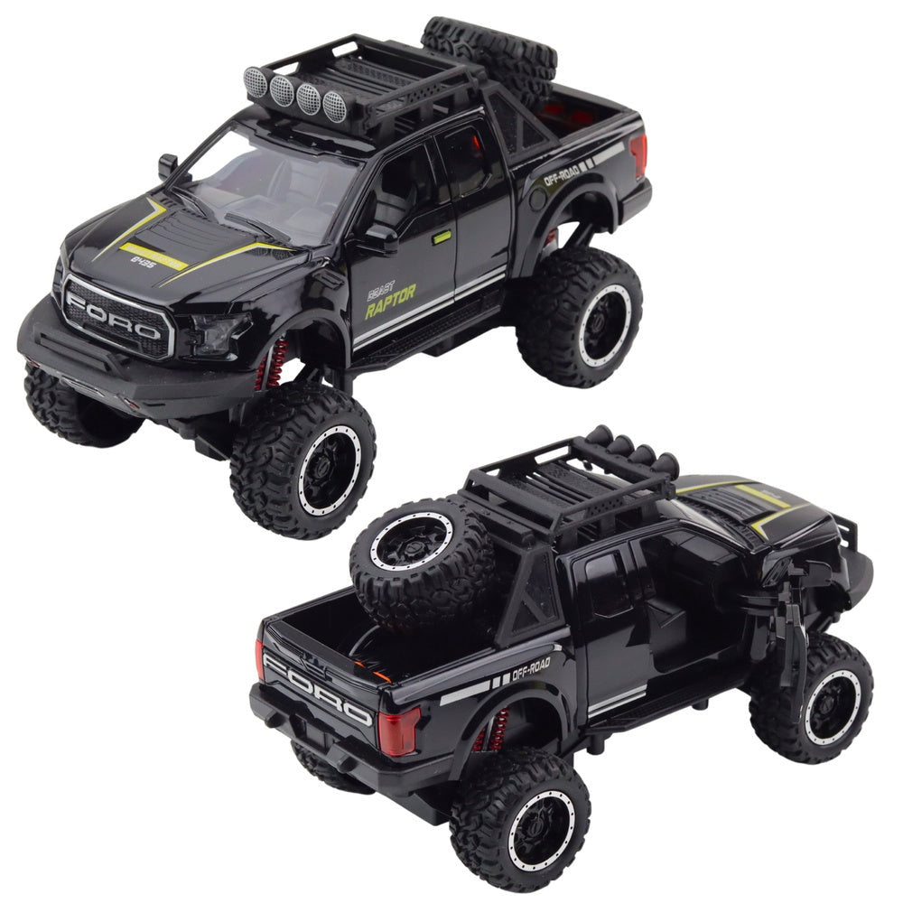 Off-road leksaksbil 19 cm med ljus/ljud, öppningsbara dörrar