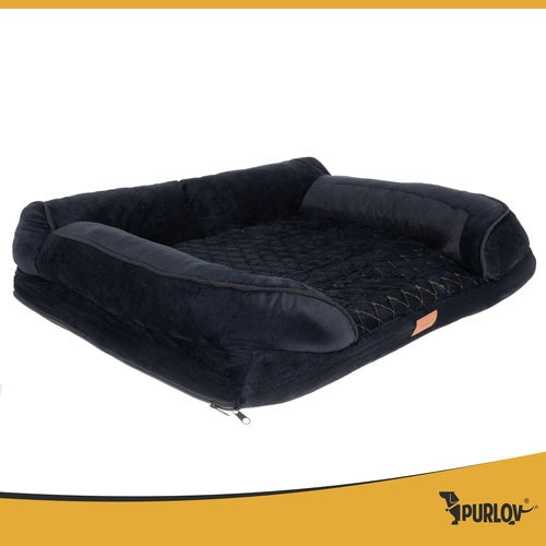Ortopedisk hundbädd S 65x55x18 cm svart, avtagbart tvättbart överdrag