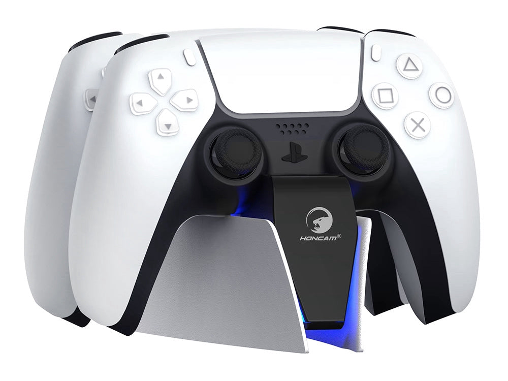 PS5 laddstation för 2 DualSense-kontroller med LED svart/vit USB