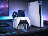 PS5 laddstation för 2 DualSense-kontroller med LED svart/vit USB