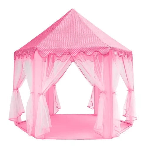 Palastält lektält barn rosa hexagon 6 ingångar för inom- och utomhus