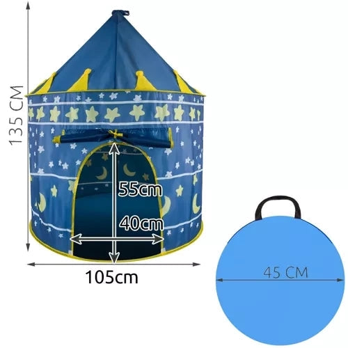 Palasttält lektält för barn marinblå 135x105 cm med bärväska