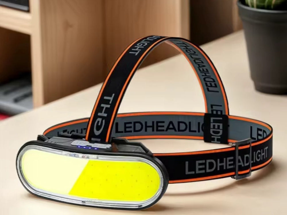 Pannlampa COB LED uppladdningsbar USB-C svart med laddkabel