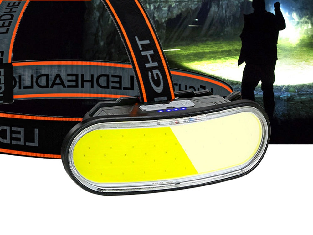 Pannlampa COB LED uppladdningsbar USB-C svart med laddkabel