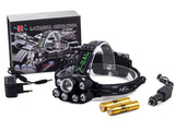 Pannlampa CREE XM-L T6 LED med UV och zoom, 2 batterier USB