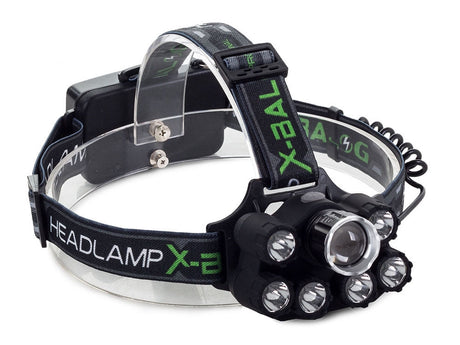Pannlampa CREE XM-L T6 LED med UV och zoom, 2 batterier USB