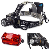 Pannlampa CREE XML-T6 LED zoom 400 m med baklampa och cykelfästen