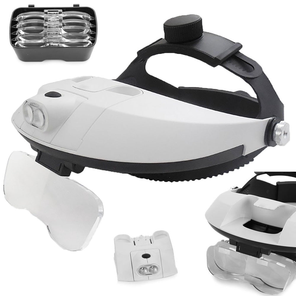 Pannlupp med LED 5 utbytbara linser 1x-3,5x max 6x