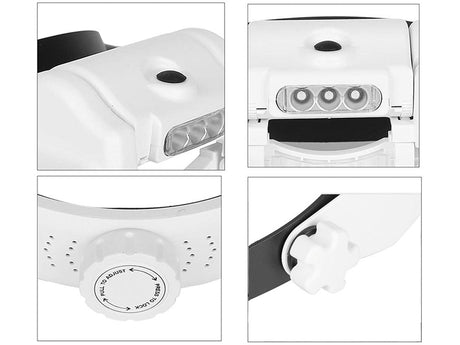 Pannlupp med LED-belysning 1,5x/2x/8x svart/vit