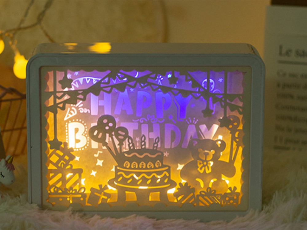 Papperslampa 3D nattlampa USB/AA 15x20x5 cm blandade motiv