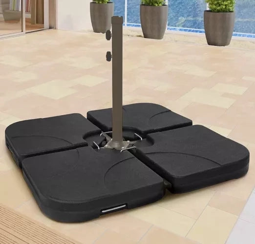 Parasollfot 60L 4-delad fyllbar med sand/vatten/cement svart