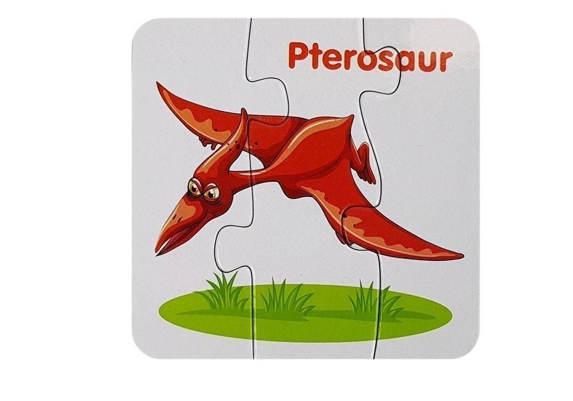 Pedagogiskt dinosauriepussel 10 bitar med engelska ord, från 3 år