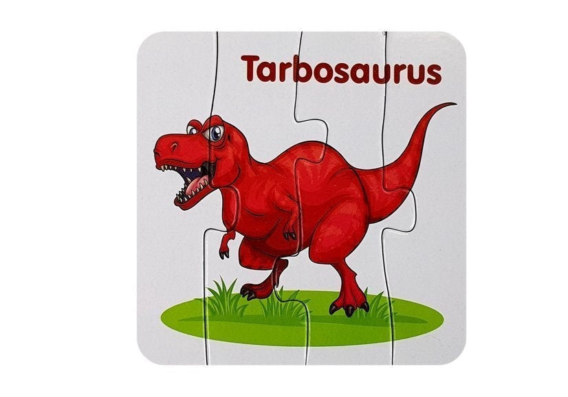 Pedagogiskt dinosauriepussel 10 bitar med engelska ord, från 3 år