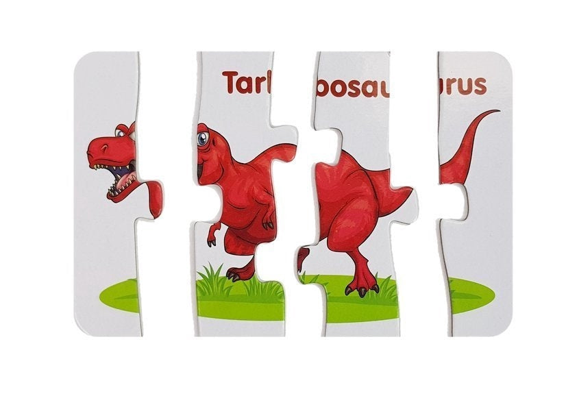 Pedagogiskt dinosauriepussel 10 bitar med engelska ord, från 3 år