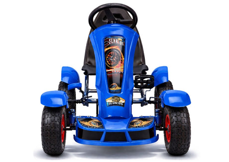 Pedal-gokart för barn blå med uppblåsbara däck och handbroms 50 kg