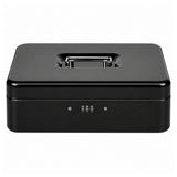 Pengarbox metall med kombinationslås och hylla 24x9x30 cm svart
