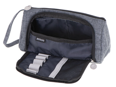 Pennfodral 2 fack med dragkedja 22x7x10 cm, rymligt med innerfickor