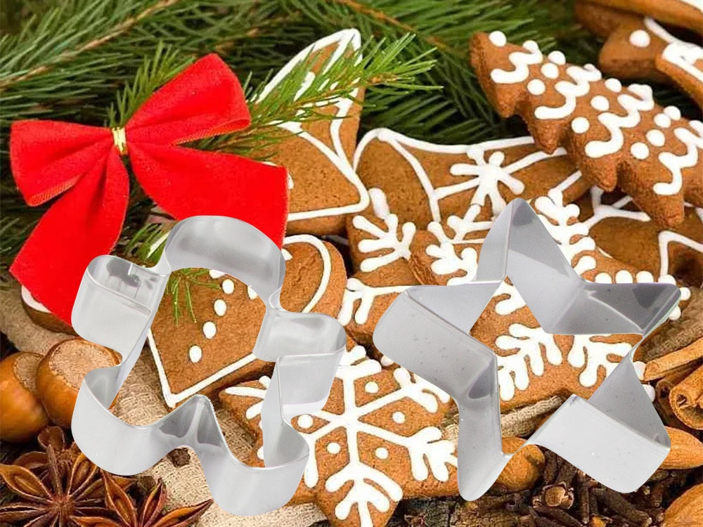 Pepparkaksformar julmotiv i stål 15-pack silver 5,5–9 cm