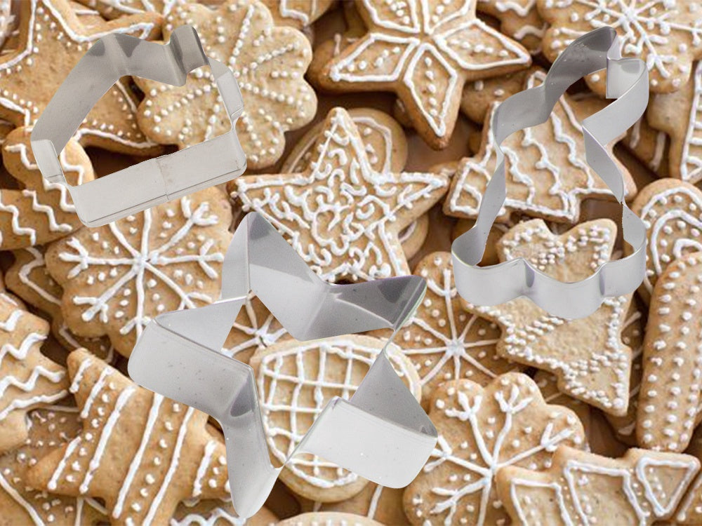 Pepparkaksformar julmotiv i stål 15-pack silver 5,5–9 cm
