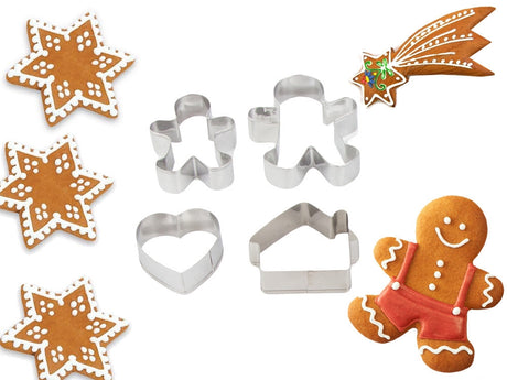 Pepparkaksformar julmotiv i stål 15-pack silver 5,5–9 cm