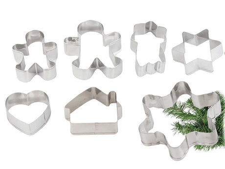 Pepparkaksformar julmotiv i stål 15-pack silver 5,5–9 cm
