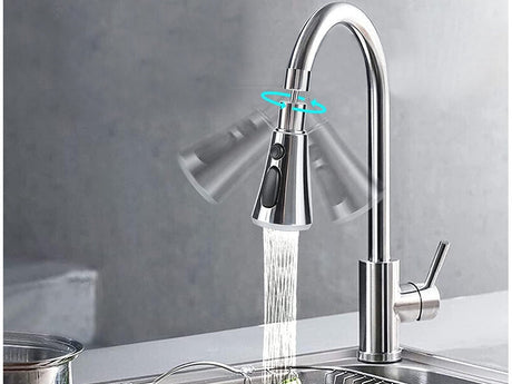 Perlator till kökskran 22 mm 3 spraylägen 360° rotation ABS plast silver