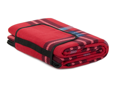 Picknickfilt 150x200 cm fleece med vattentät undersida röd rutig