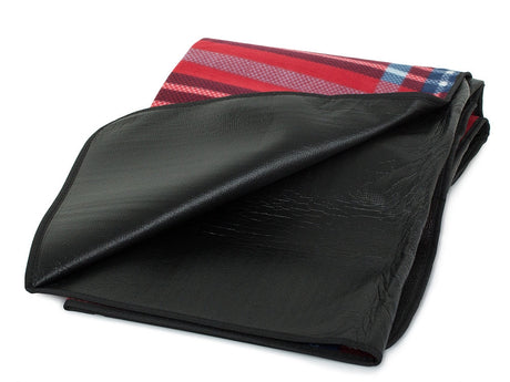 Picknickfilt 150x200 cm fleece med vattentät undersida röd rutig