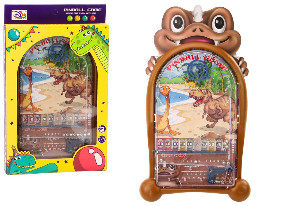 Pinballspel dinosaurietema brun 28x20 cm för barn 3+ CE EN71