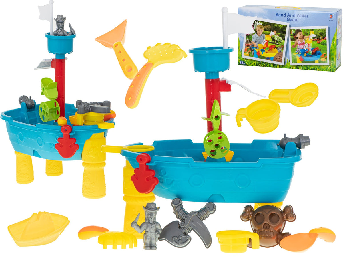 Piratskepp sand- och vattenlekset med fontän, tillbehör, 3+ år