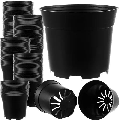 Plastkrukor 2L 500-pack svart 13 cm 16 cm toppdiameter 12 hål