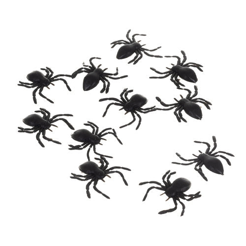 Plastspindlar Halloween 10-pack 3x3 cm svart PVC