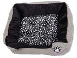 Plysch hundbädd med uttagbar kudde 60x50 cm grå-svart