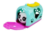Plysch panda med transportör 13,5 cm – välj färg (vit/blå, rosa/lila)