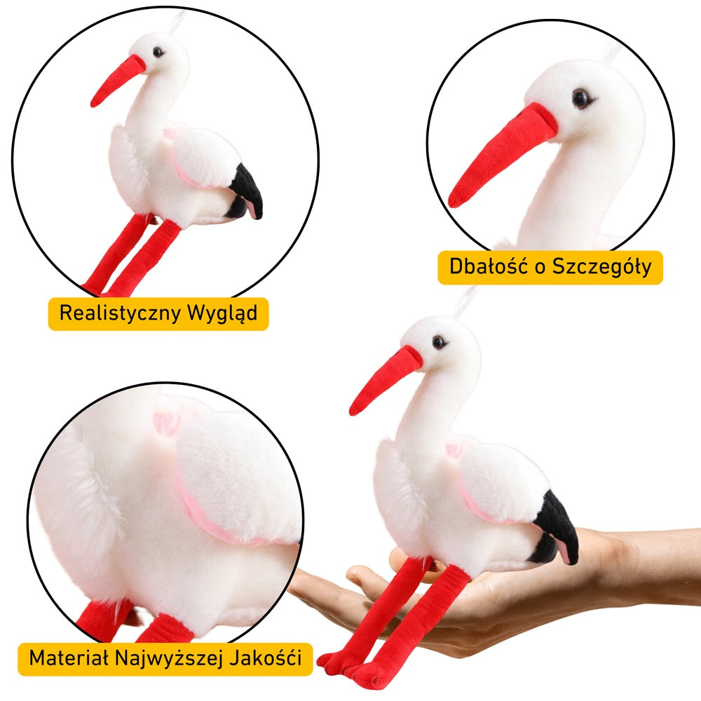 Plyschstork gosedjur 37 cm mjuk kramleksak för barn