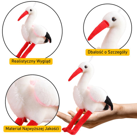 Plyschstork gosedjur 37 cm mjuk kramleksak för barn