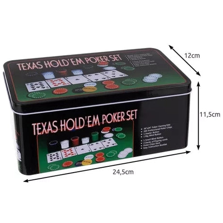 Pokerset 200 marker med spelmatta 92x58 cm, 2 kortlekar, metallbox