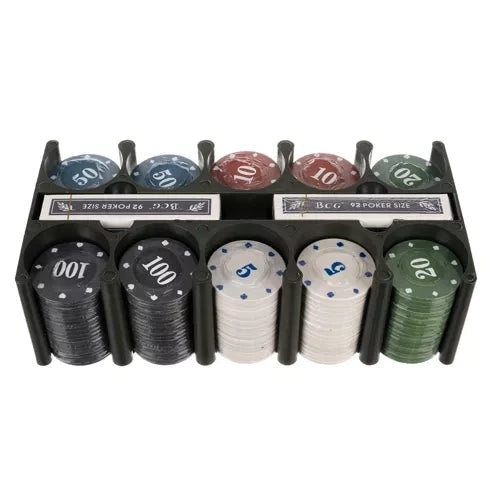 Pokerset 200 marker med spelmatta 92x58 cm, 2 kortlekar, metallbox