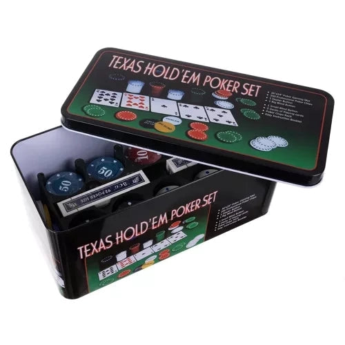 Pokerset 200 marker med spelmatta 92x58 cm, 2 kortlekar, metallbox
